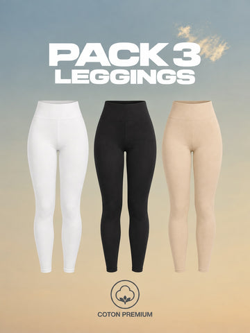 Pack 3 Leggings Coton Femme