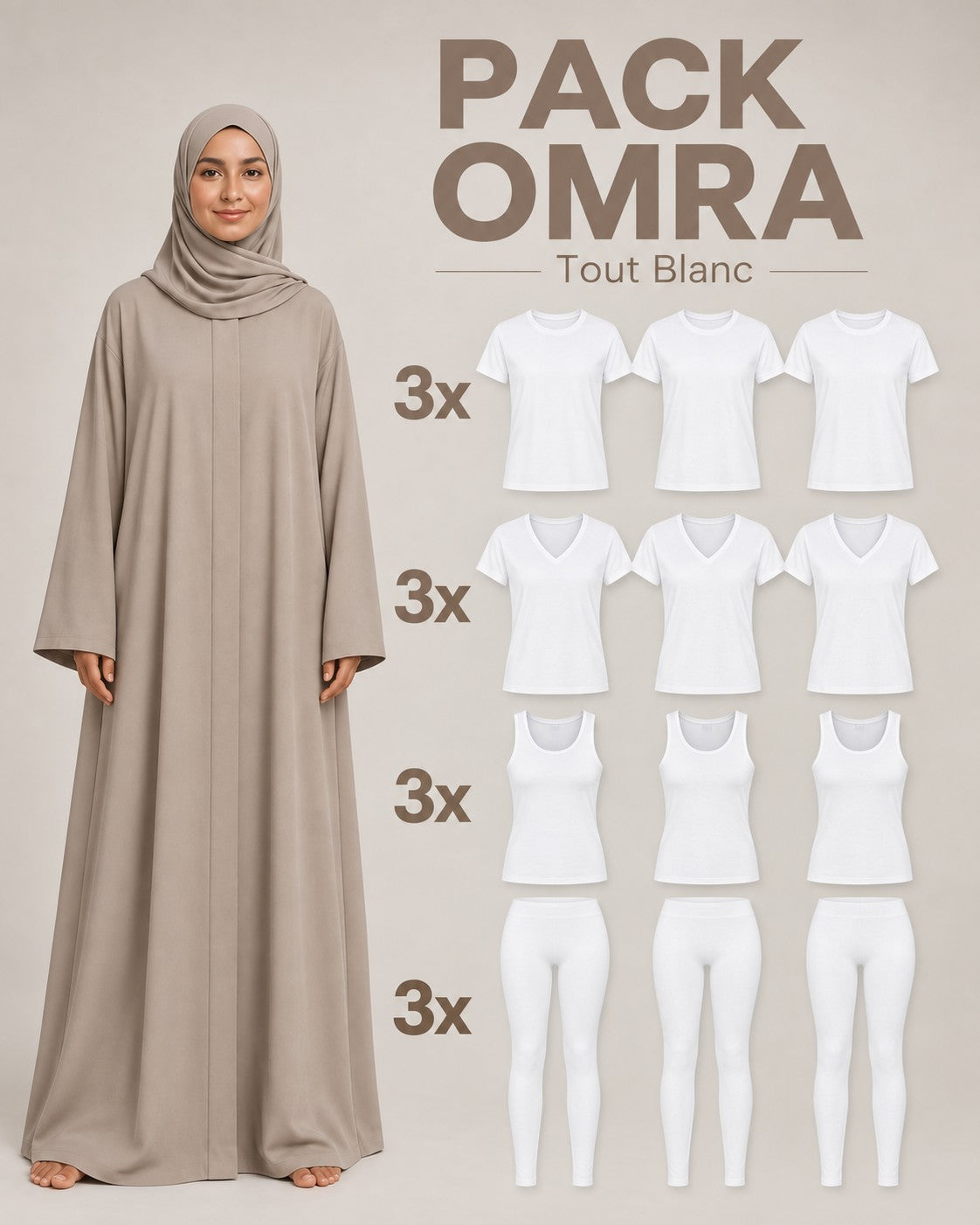Pack Omra Premium White LILYA – 12 essentiels femme blancs