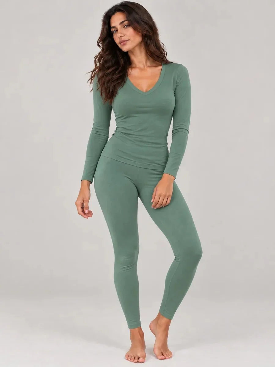 Ensemble col V Vert eucalyptus LILYA