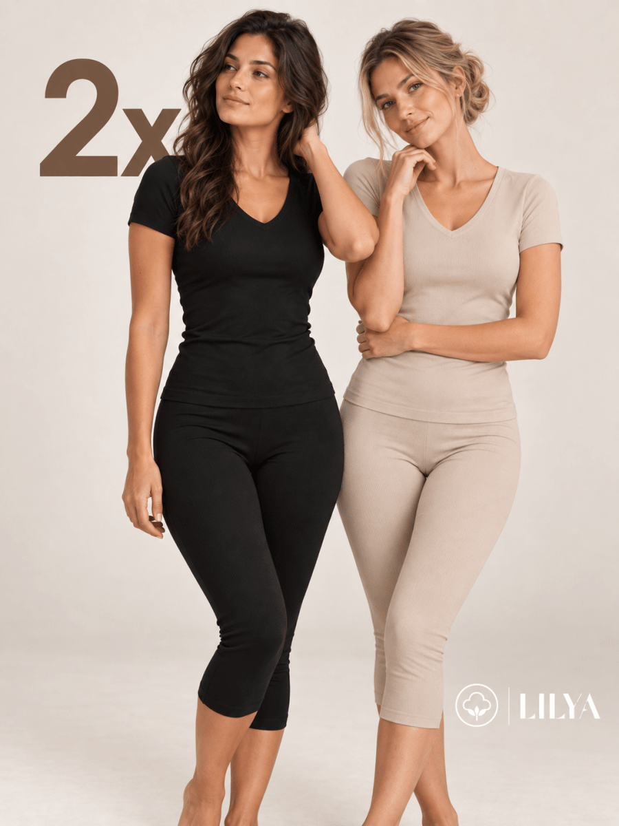 Pack 2 Ensembles Col V Corsaire Noir & Beige – LILYA
