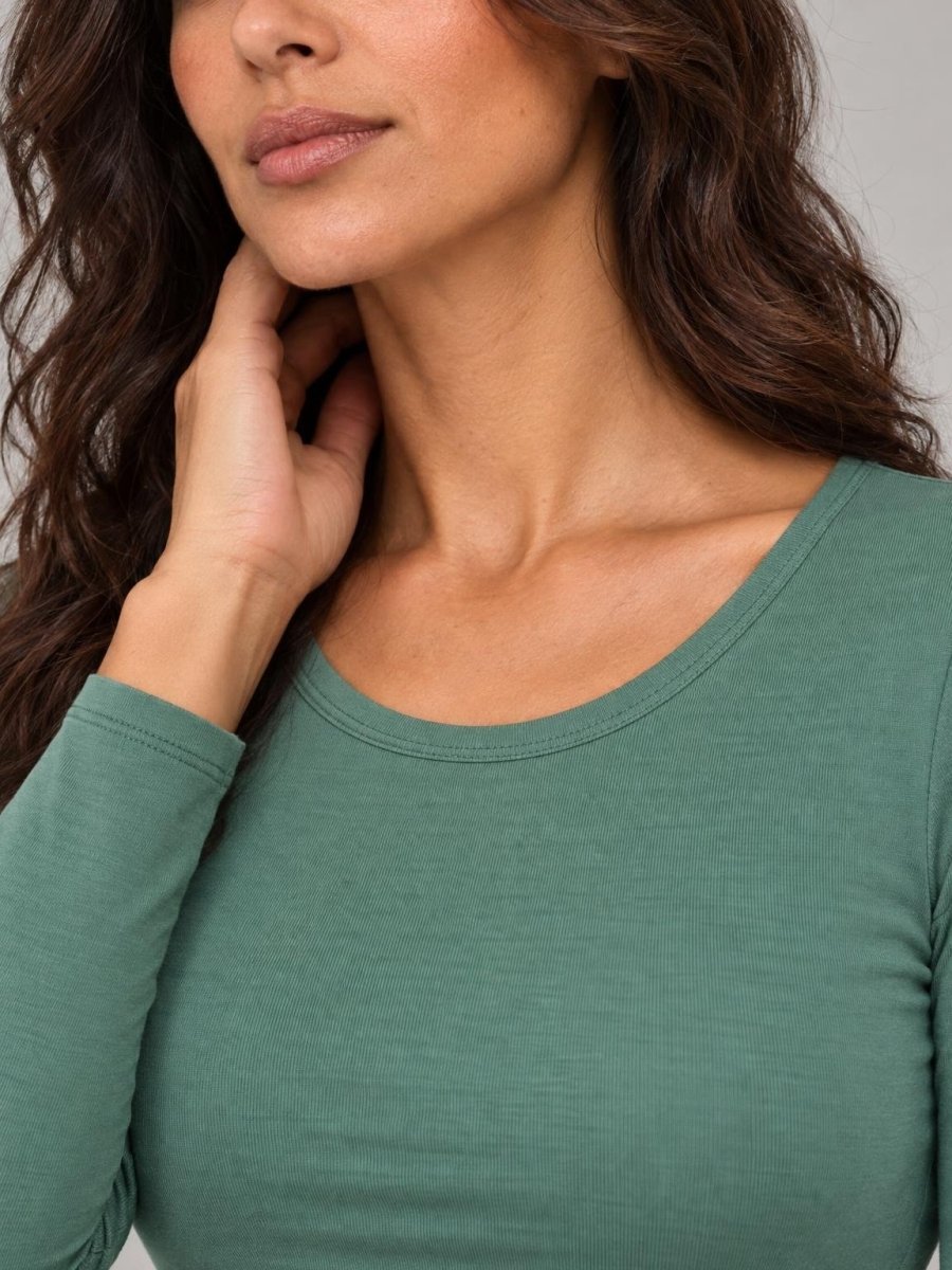 Pack 2 Ensembles T-shirt Manche Longue Col Rond et Legging Vert Eucalyptus & Blanc – LILYA