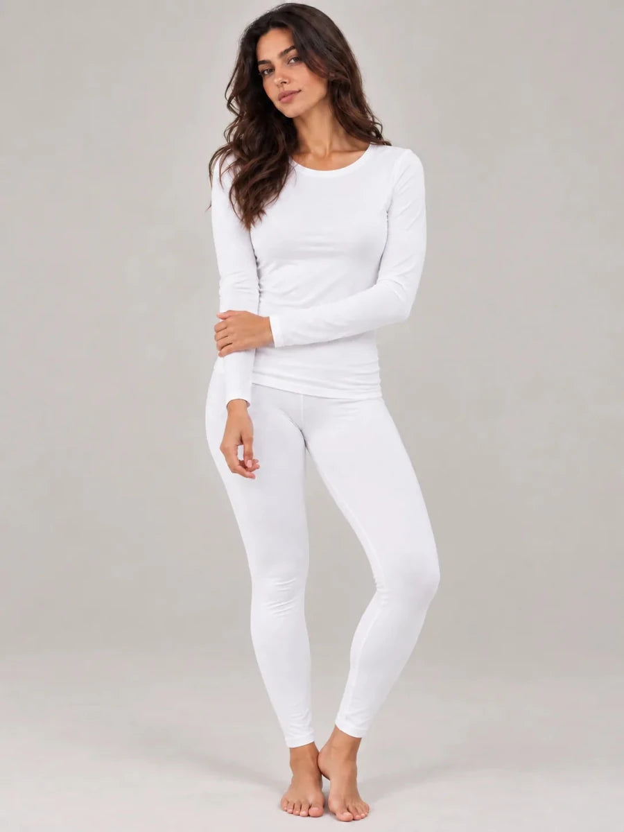 Pack 3 Ensembles T-shirt Manche Longue Col Rond et Legging Blanc, Grenat & Noir – LILYA