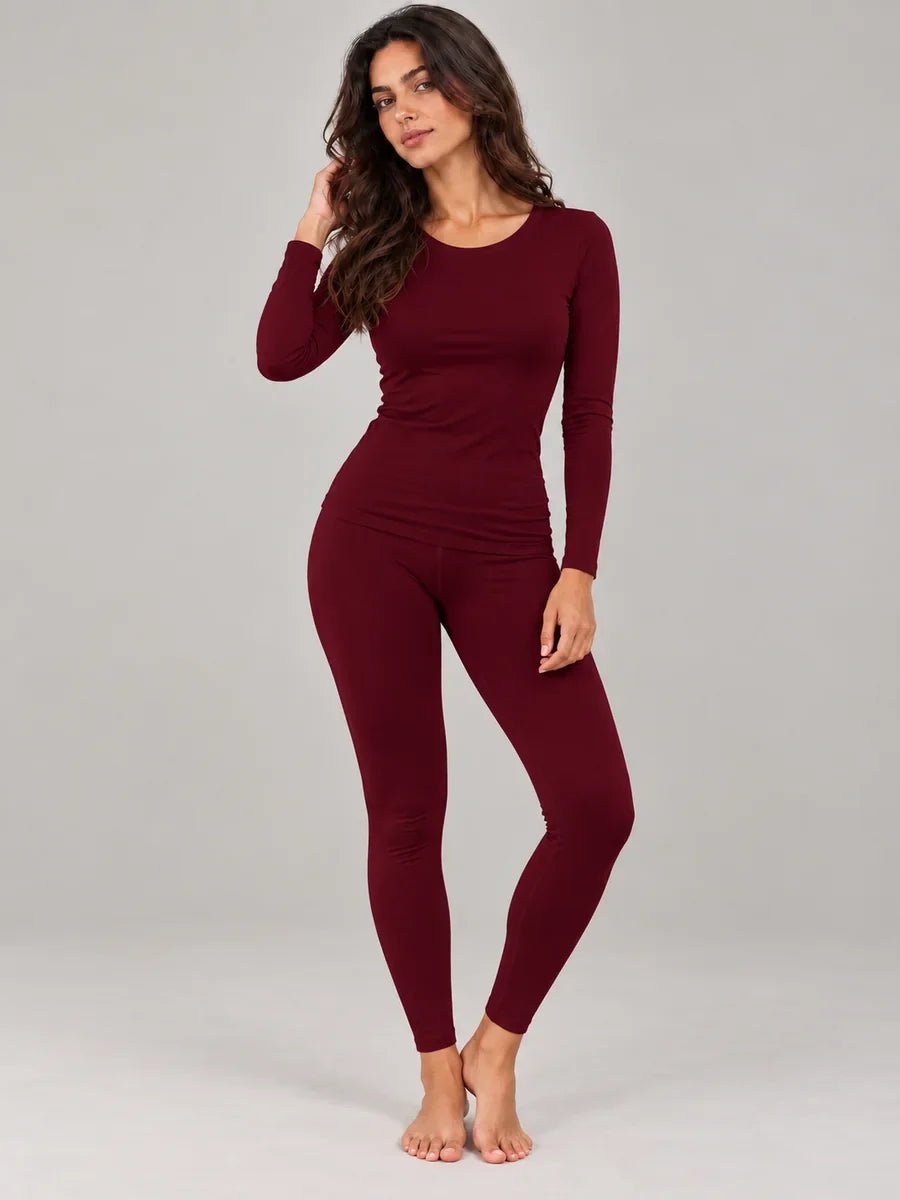 Pack 3 Ensembles T-shirt Manche Longue Col Rond et Legging Blanc, Grenat & Noir – LILYA