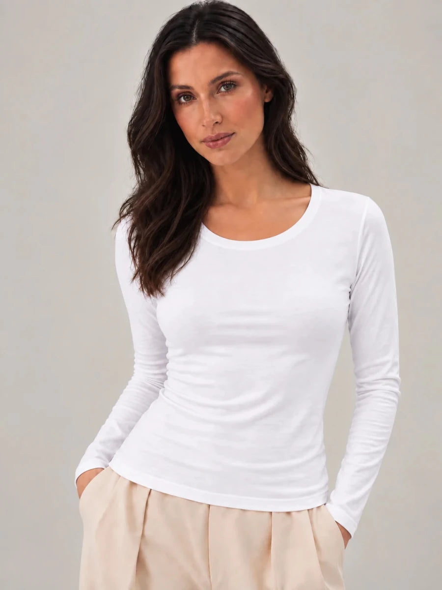 Pack 3 T-shirts Manche Longue Col Rond Grenat, Blanc & Noir – LILYA