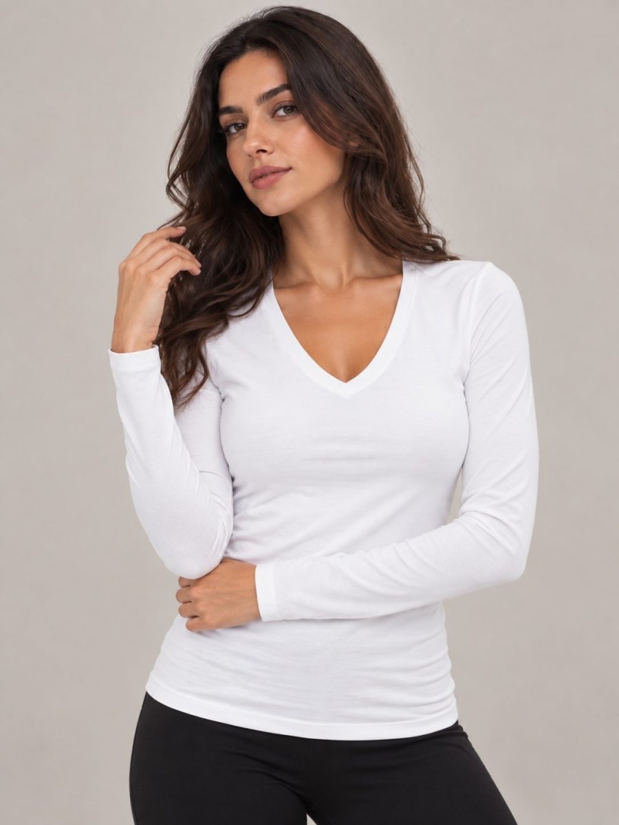 Pack 5 T-shirts Manche Longue Col V – LILYA