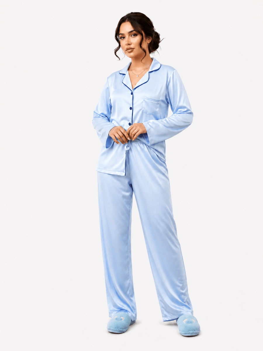 Pyjama Satin Chocolat Rayé