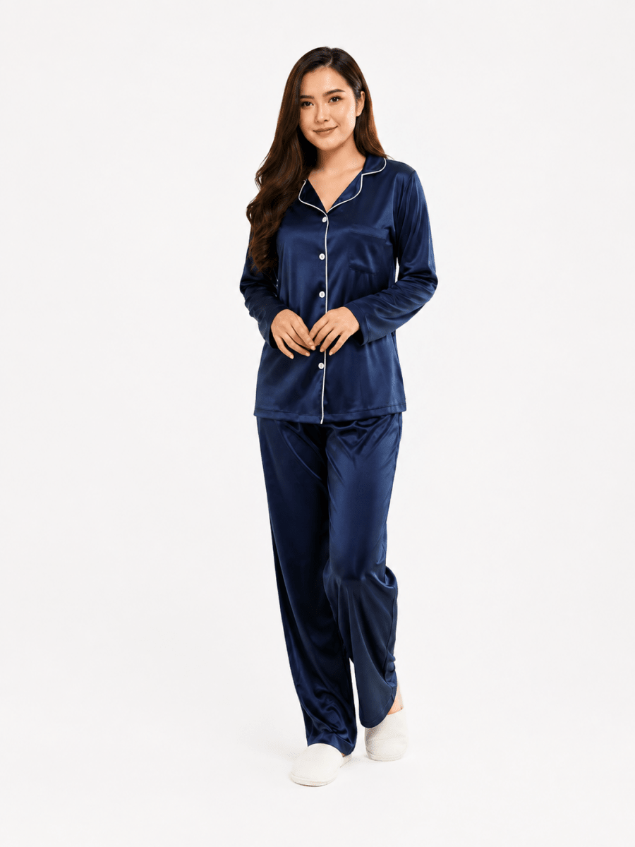 Pyjama Satiné Bleu Marine